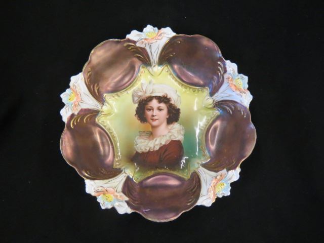 Appraisal: R S Prussia Porcelain Portrait Bowl LeBrun young lady Tiffany