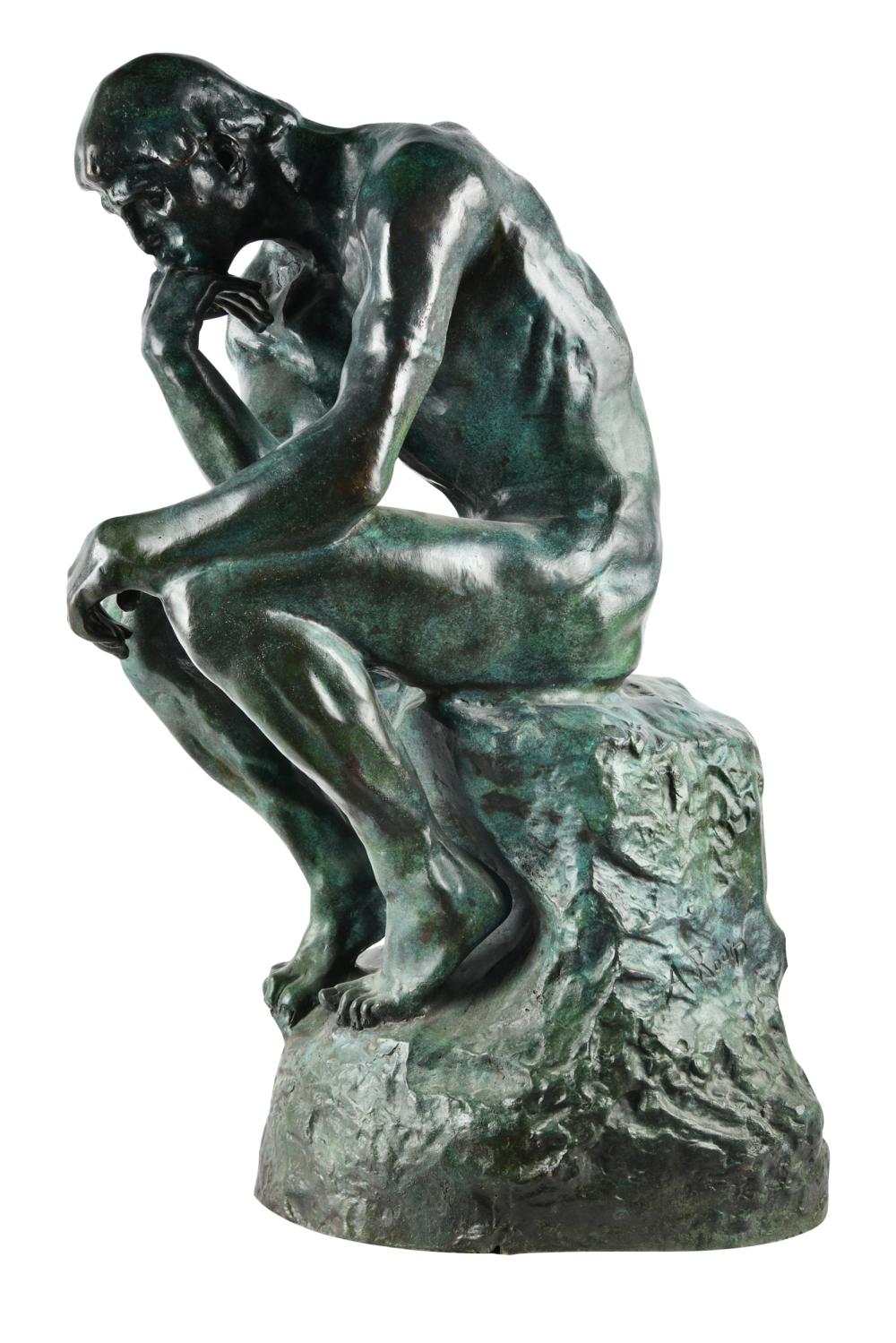 Appraisal: AFTER AUGUSTE RODIN - THINKER signed in casting inscribed to