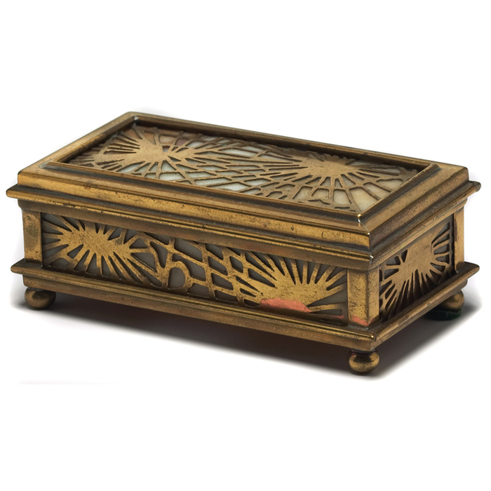 Appraisal: Tiffany Studios box footed form with pine needle design in