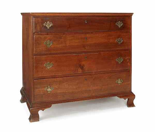 Appraisal: Smyrna Delaware Chippendale walnut chest of drawers dated labeled by