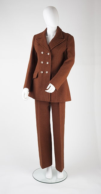 Appraisal: A brown Harris Tweed Marion Foale Sally Tuffin trouser suit