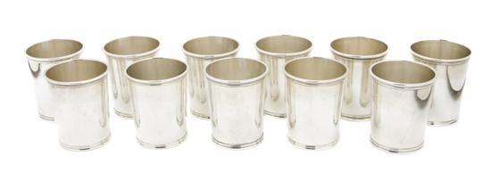 Appraisal: Set of Eleven American Sterling Silver Julep Cups Mark J