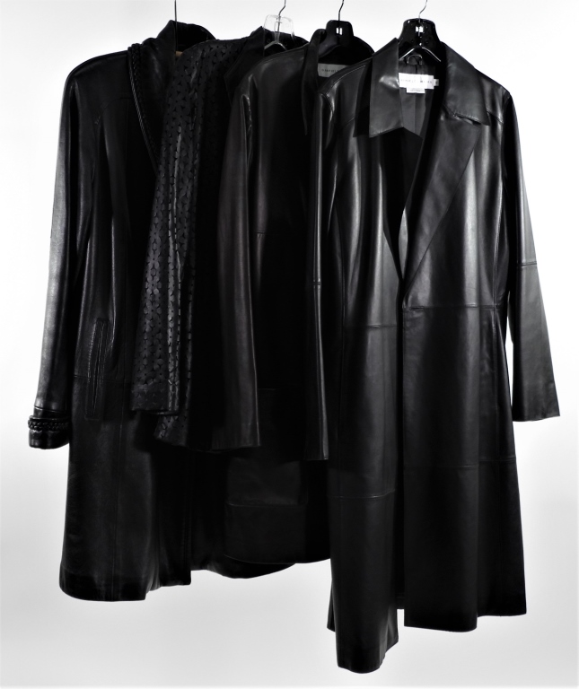 Appraisal: PC ASSORTED BLACK LEATHER DESIGNER JACKETS SZ Includes two size