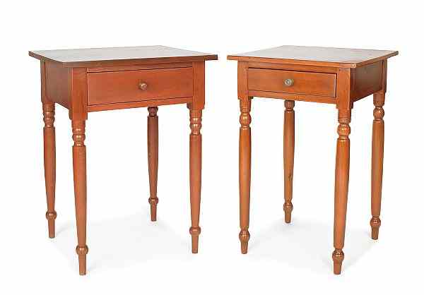 Appraisal: Two Pennsylvania cherry one drawer stands early th c h