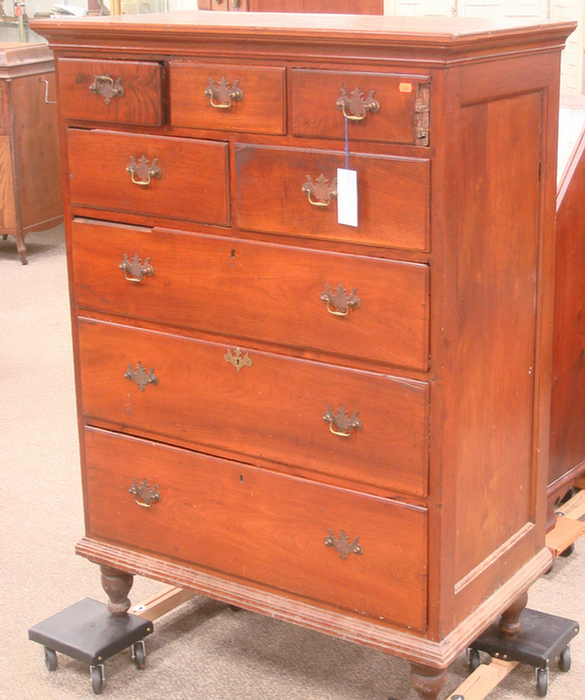 Appraisal: Walnut Queen Anne tall chest with paneled ends on later