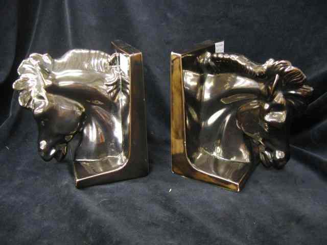 Appraisal: Pair of Horsehead Bookends pottery some chips