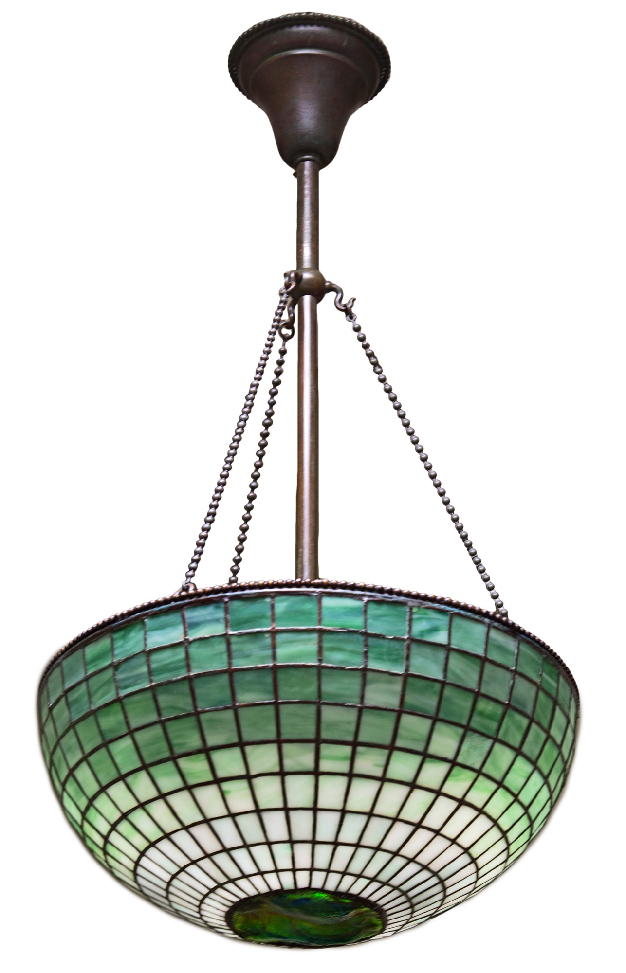 Appraisal: TIFFANY STUDIOS GEOMETRIC CEILING LIGHT WITH TURTLEBACK Early th century