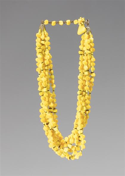 Appraisal: Miriam Haskell choker necklace Seven strands of canary yellow small