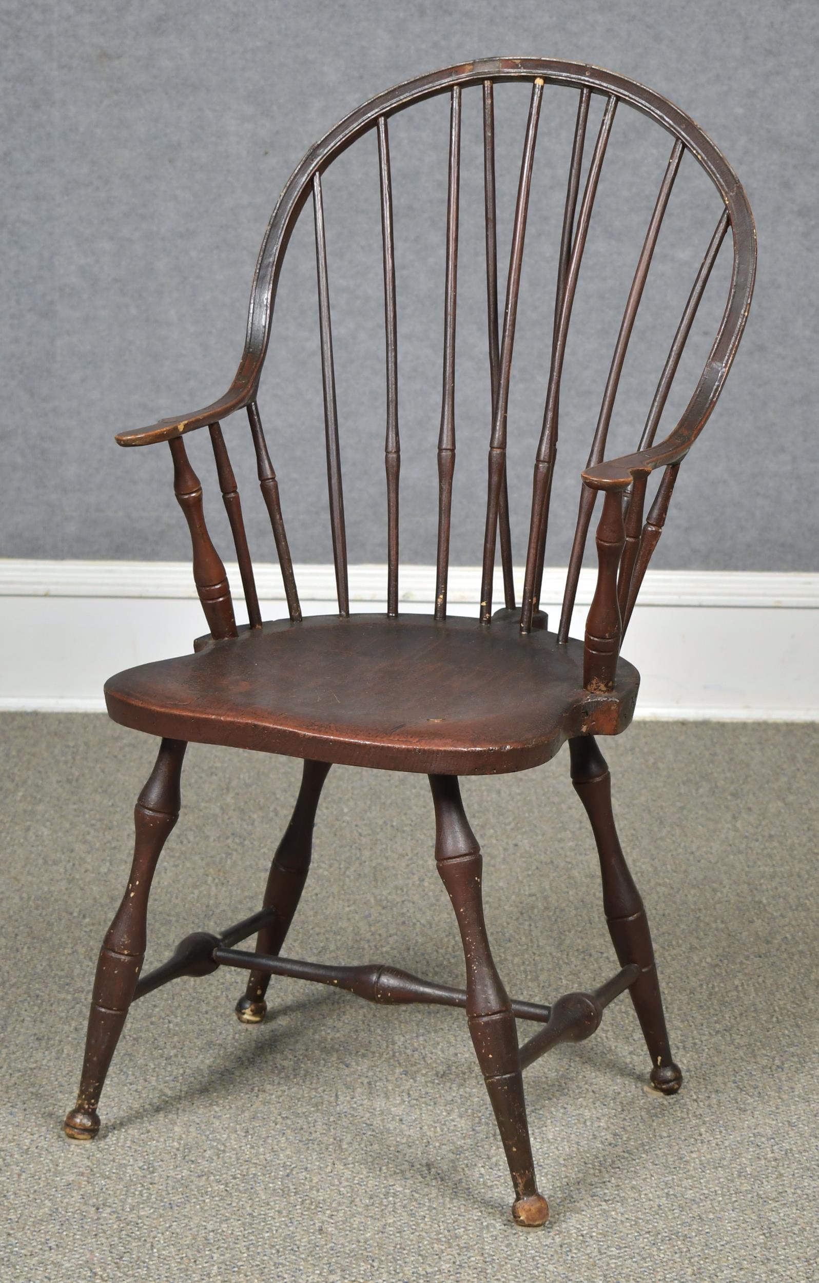 Appraisal: EARLY TH C CONTINUOUS ARM PAINTED WINDSOR CHAIR Ca unusual