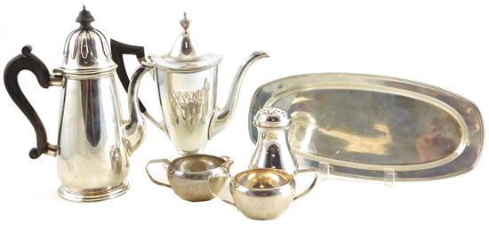 Appraisal: SILVER Sterling silver partial assembled tea service with tray and