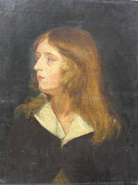 Appraisal: TH CENTURY BRITISH SCHOOL PORTRAIT OF A YOUNG MAN THOUGHT