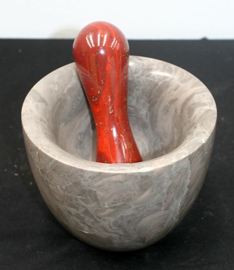 Appraisal: Mortar and pestle grey marble mortar pestle of red jasper