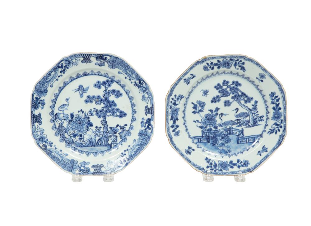 Appraisal: Pair of Chinese Export Blue and White Porcelain Octagonal Dishes