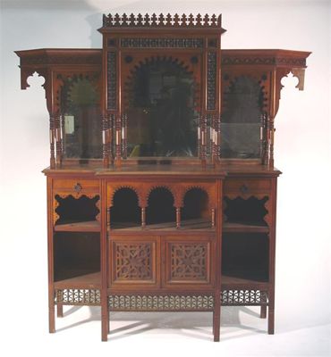 Appraisal: A Liberty Co Moorish mahogany sideboard mirrored back with carved