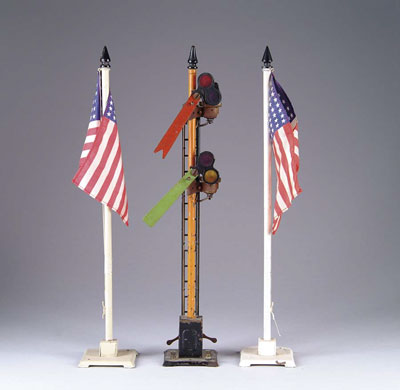 Appraisal: TWO LIONEL NO FLAG POLES AND LIONEL SEMAPHORE CONDITION Very