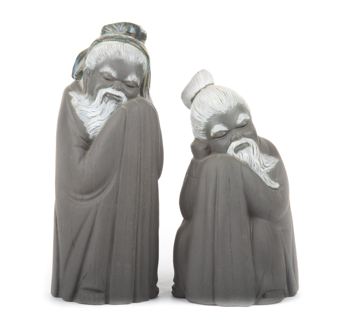 Appraisal: Two Lladro Gres Chinese figures short and tall figures and