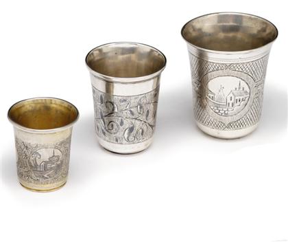 Appraisal: Group of four Russian niello silver table articles moscow late