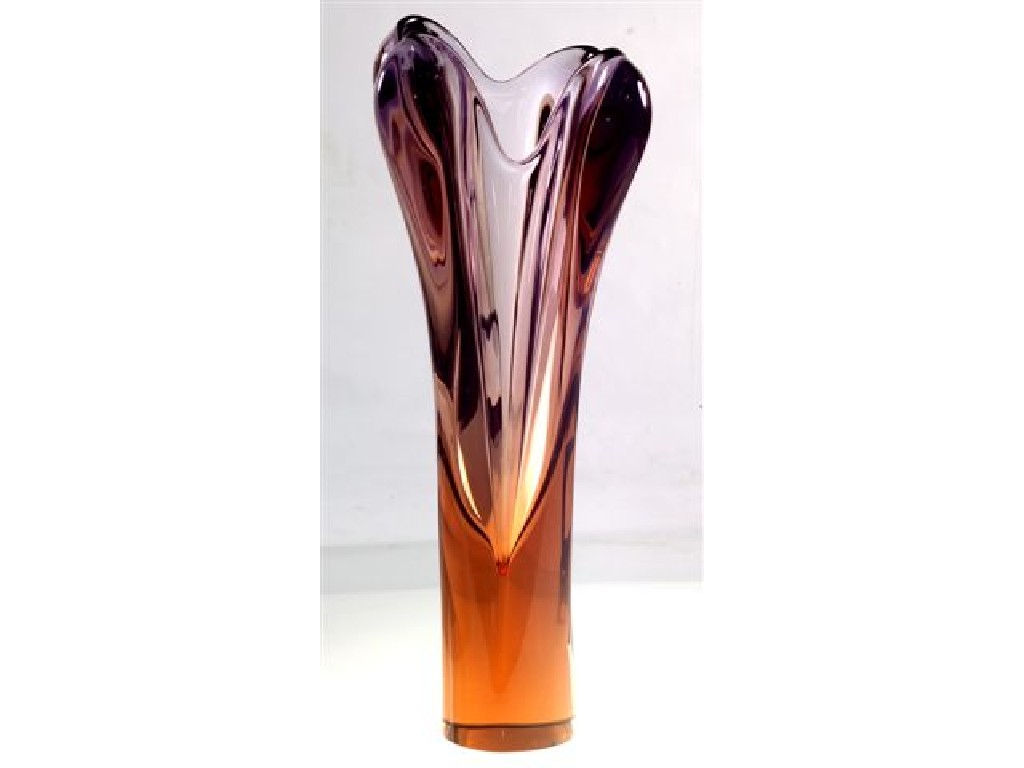 Appraisal: 's KOSTA GLASS VASE the purple and brown cased glass