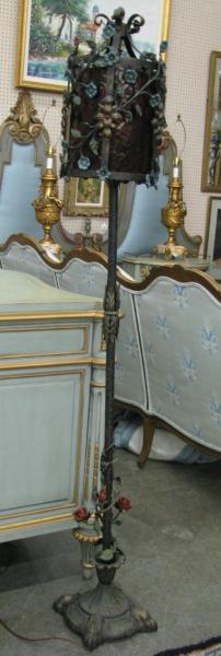 Appraisal: Pair of Floral Motif Cast Metal Floor Lamps vine and