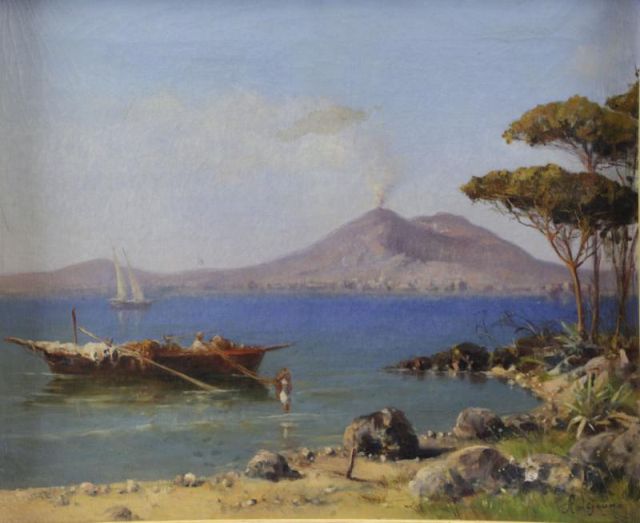 Appraisal: LEJEUNE Adolphe F Oil on Canvas Bay of Naples Signed