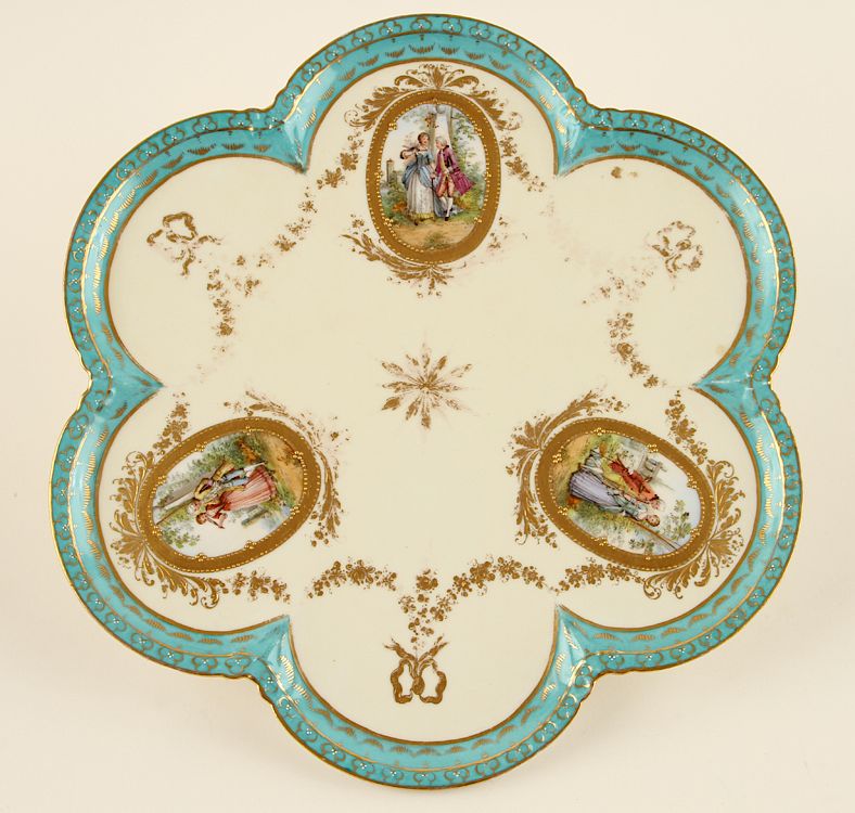 Appraisal: HAND PAINTED DRESDEN PORCELAIN PLATTER A hand painted Dresden porcelain