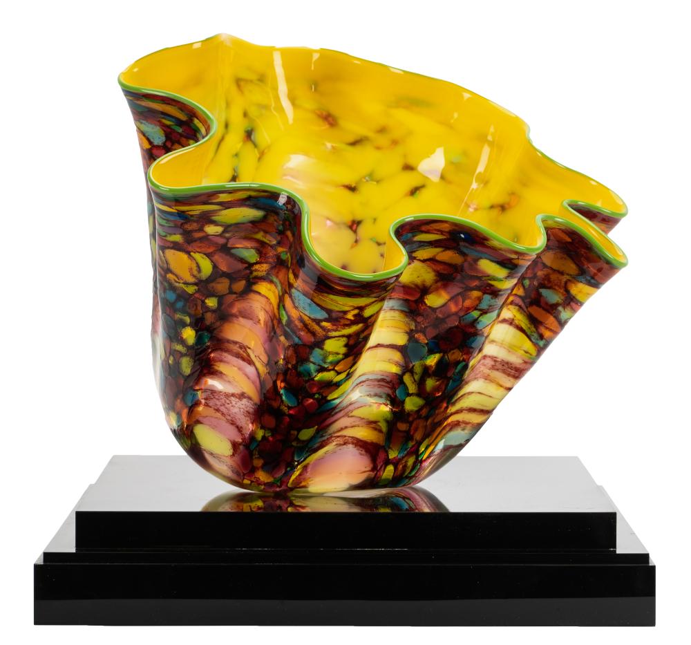 Appraisal: DALE CHIHULY B CARNIVAL MACCHIA VASEsigned 'Chihuly with stepped plinth