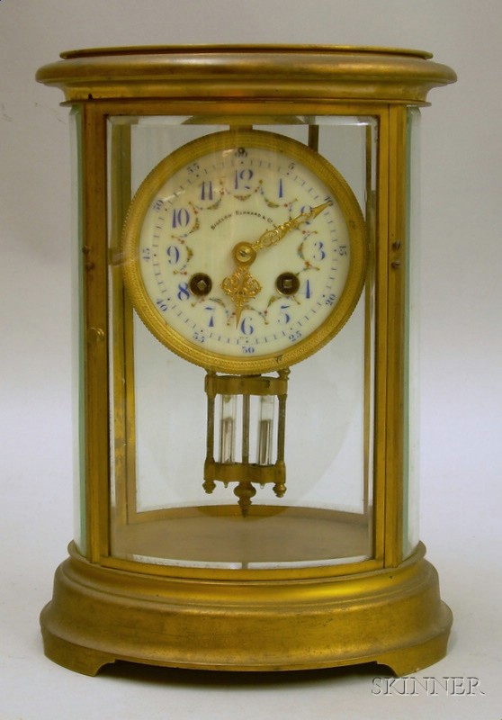 Appraisal: French Oval Crystal Regulator Clock Japy Freres with gilt brass