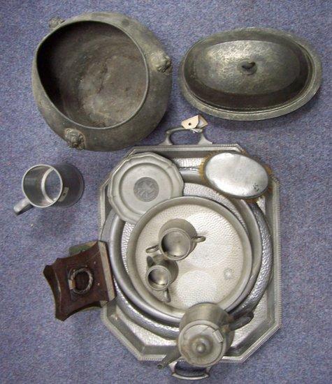 Appraisal: A Tudric hammered pewter charger cm diameter and sundry pewter