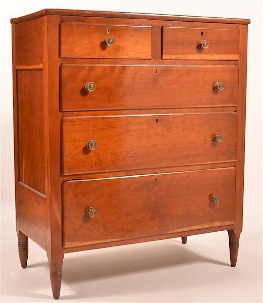 Appraisal: Pennsylvania Sheraton Cherry Chest of Drawers Pennsylvania Sheraton Cherry Chest