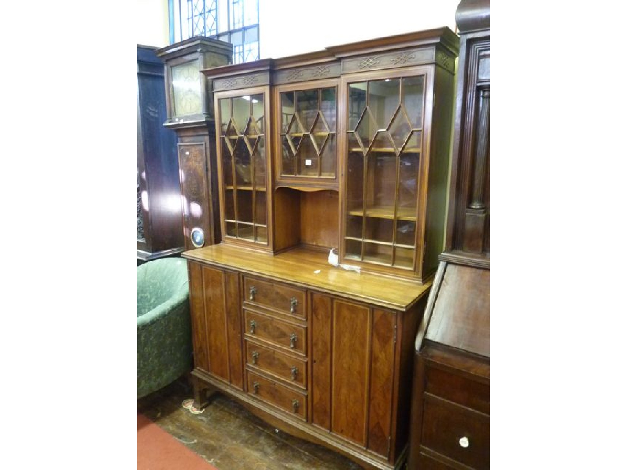 Appraisal: A good quality Edwardian mahogany side cupboard or dresser the