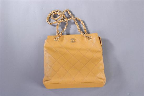 Appraisal: LEATHER CHANEL HANDBAG WITH BOX Chanel Carte d'authenticite Quilted leather