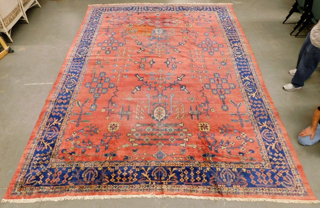 Appraisal: INDIAN ORIENTAL MIZRAPOUR BLUE RED FLORAL CARPET India - Flower