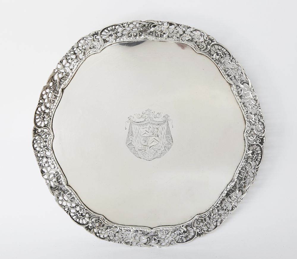 Appraisal: George III Sterling Silver Footed Salver London Andrew Fogelberg and