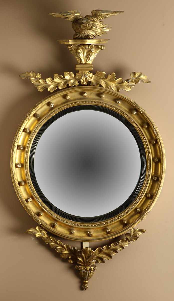 Appraisal: Federal Giltwood Convex Mirror Early th cent Condition Some gilding