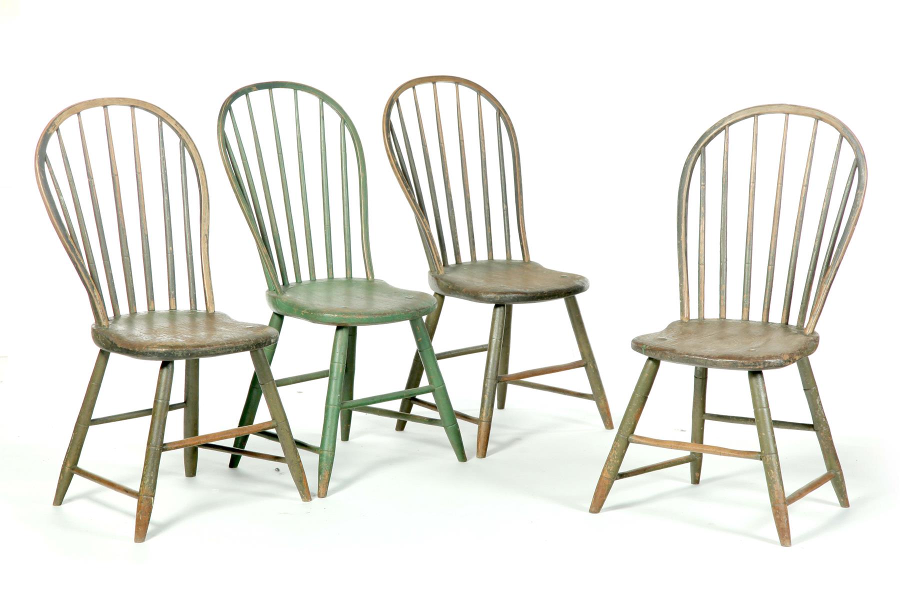 Appraisal: FOUR SIMILAR BOWBACK WINDSOR CHAIRS American st quarter- th century