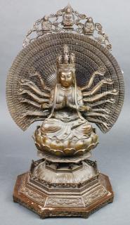 Appraisal: Japanese Bronze Senju Kanon Japanese bronze seated Senju Kannon with