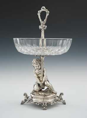 Appraisal: A Napoleon III Silvered Bronze and Val St Lambert Crystal