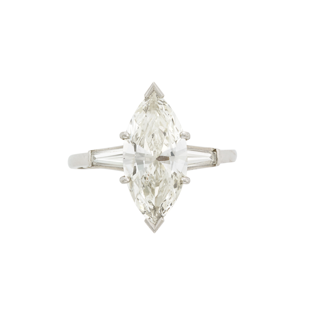 Appraisal: Platinum and Diamond Ring One marquise-shaped diamond ap cts Size