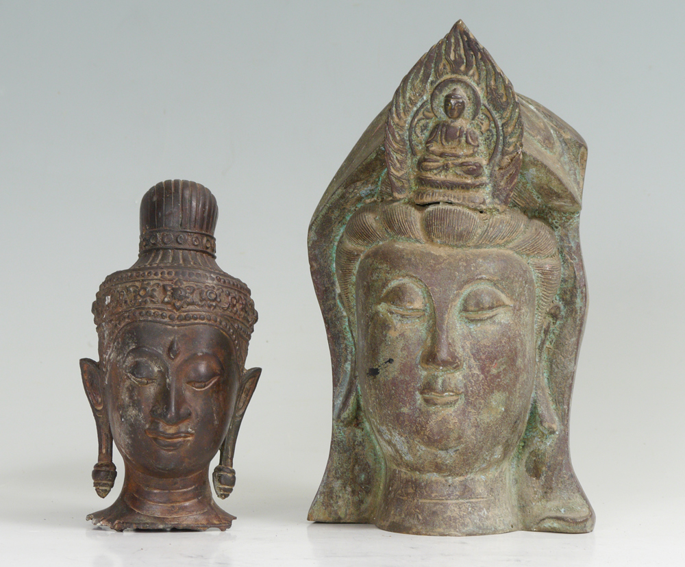 Appraisal: BRONZE SOUTHEAST ASIAN BUDDHA BUSTS pieces total most likely Thai