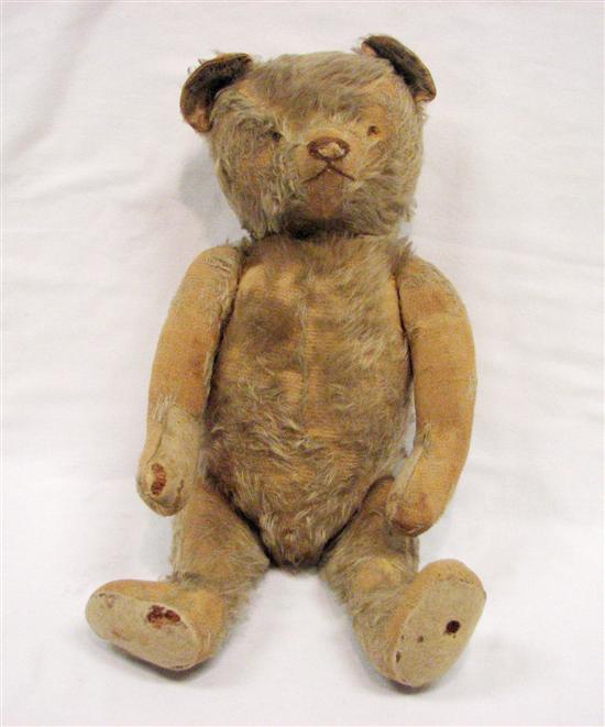 Appraisal: Mohair teddy bear '' l missing eyes fur worn pads