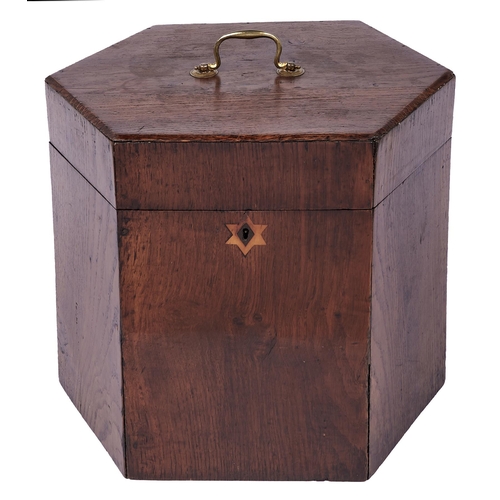 Appraisal: An oak box perhaps a cellaret th c of hexagonal