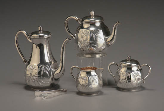 Appraisal: Lot Property of Various Owners Japanese Sterling Five-Piece Coffee and