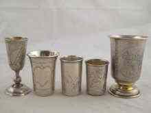 Appraisal: Five silver Russian pre Revolution tot or kiddush cups tallest