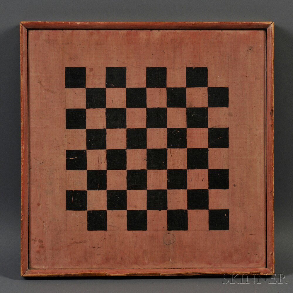 Appraisal: Painted Checkerboard America mid to late- th century square panel