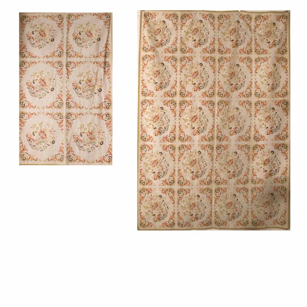 Appraisal: Two Needlepoint Rugs Continental mid th century Each with an