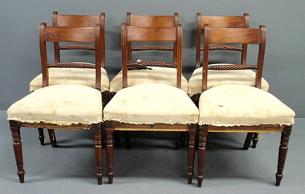 Appraisal: Six Regency mahogany side chairs h x w x d