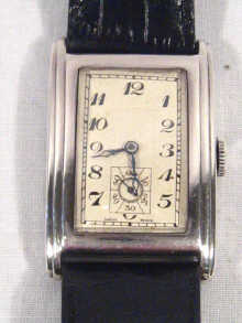 Appraisal: A silver Art Deco rectangular gents wrist watch circa