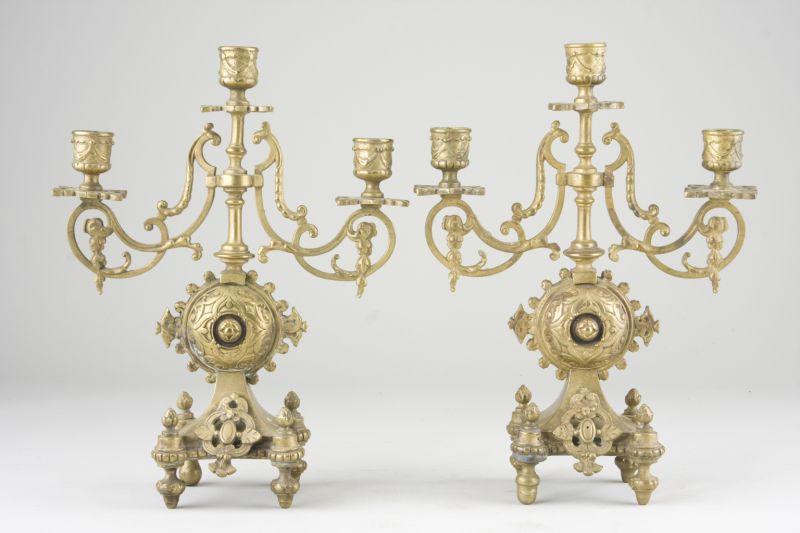 Appraisal: Pair of Victorian Brass Candelabra having a central candle cup