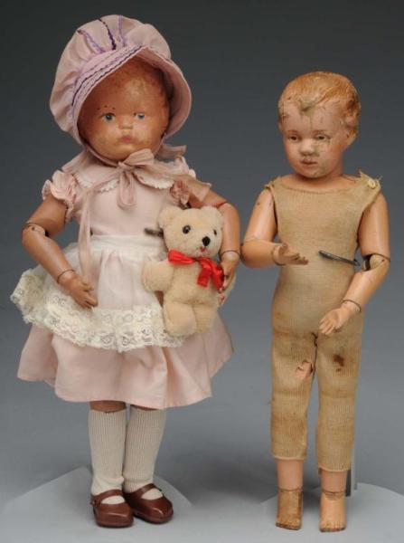 Appraisal: Lot of Rare Schoenhut Dolls Description American Ca Composition head