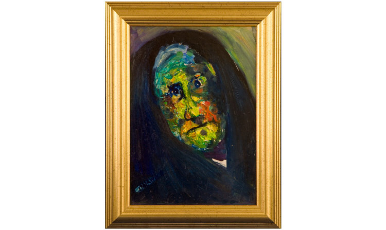 Appraisal: Lawrence Isherwood - Title Old Shawled Woman Oil on Panel